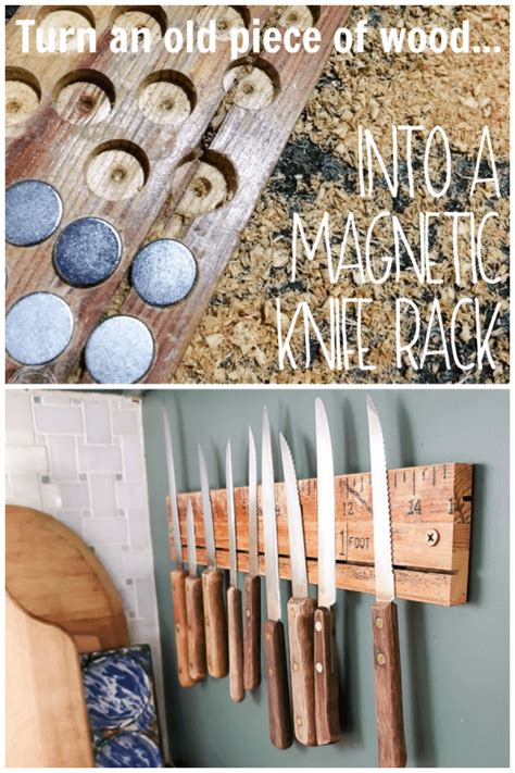 DIY Magnetic Knife Rack from a Vintage Ruler • Refresh Living