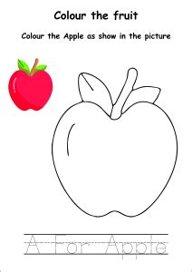 Colour the Fruits - Apple Coloring worksheet for Preschool,Kindergarten Grade - Printable Art ...