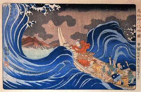 In the Waves at Kakuda enroute to Sado Island, Edo period - Utagawa Kuniyoshi - WikiArt.org ...