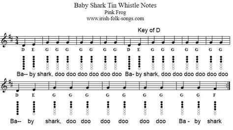 Baby Shark Easy Tin Whistle / Recorder Sheet Music And Beginner Letter ...