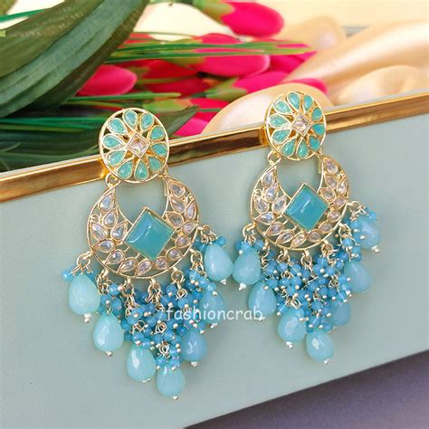 Light Blue Earrings for Gown | FashionCrab.com