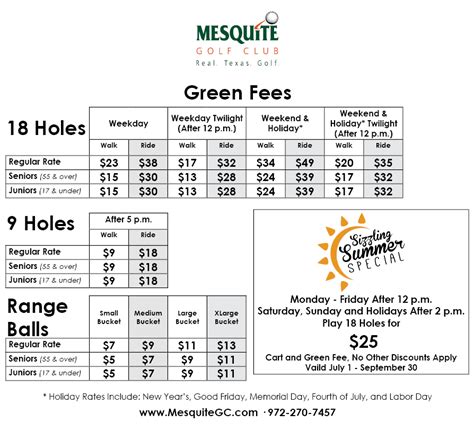 Rates - Mesquite Golf Club