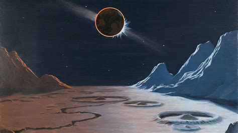 Space art by Charles Bittinger shows the solar system as imagined in 1939