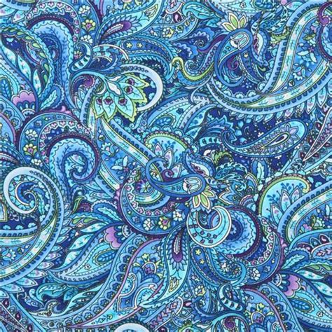 blue paisley pattern fabric Timeless Treasures Packed Paisley