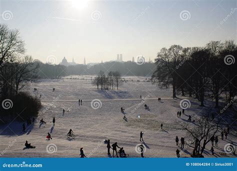 Winter Snow in English Garden, Munich Stock Photo - Image of ...