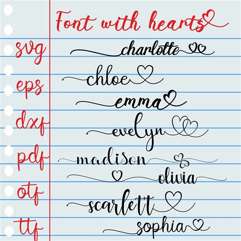 Fonts With Hearts Bundle Cursive Fonts Heart Bundle Wedding - Etsy Ireland