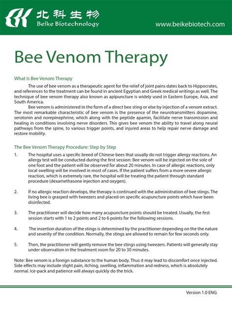 Bee Venom Therapy ENG | PDF | Venom | Allergy