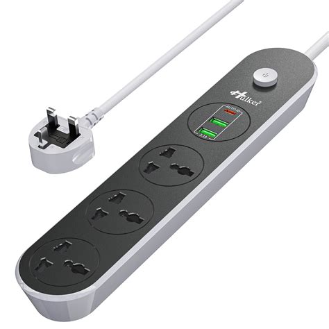 Buy Hulker Extension Lead with USB slots 13A Power Strips 3 Way 3 USB ...