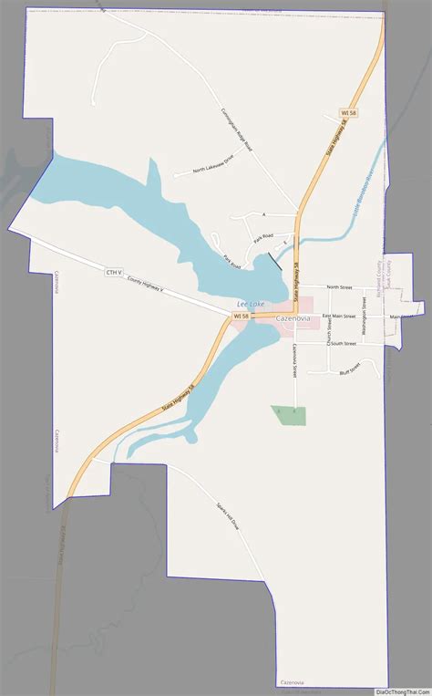 Map of Cazenovia village, Wisconsin - Thong Thai Real