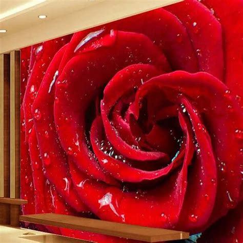 Romatic Red Rose flower Murals Photo Wallpaper 3D Mural Large Wedding ...