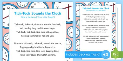 Tick-Tock Sounds the Clock Song (teacher made) - Twinkl