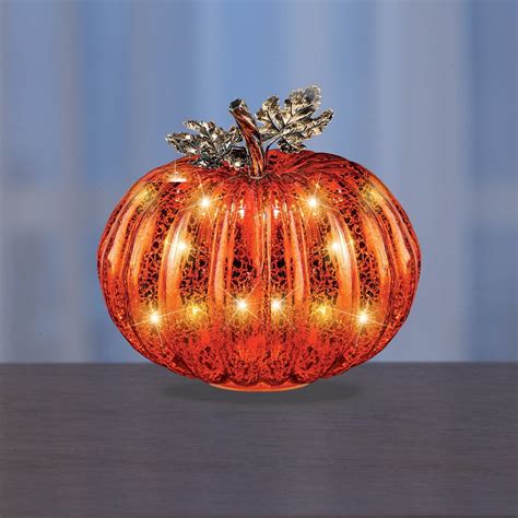 Festive Lighted Glass Pumpkins Indoor Fall Decor | Collections Etc.