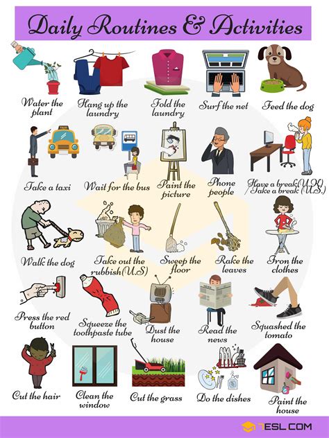 Daily Routines and Household Chores Vocabulary in English - ESLBUZZ