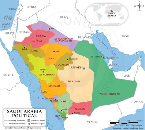 Saudi Arabia Political Map, Saudi Arabia Province or Regions Map