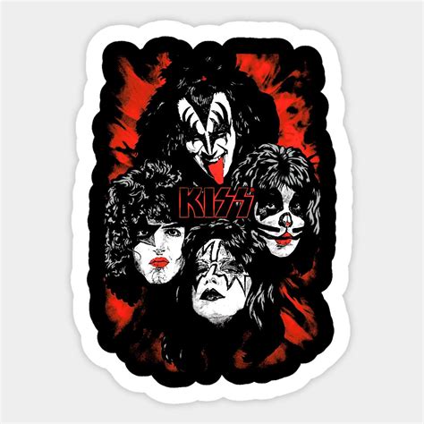 Rock And Roll Music Kiss Band Members Faces Colors Sticker | Coloring stickers, Band stickers ...