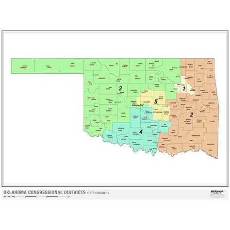 Oklahoma 2022 Congressional Districts Wall Map by MapShop - The Map Shop