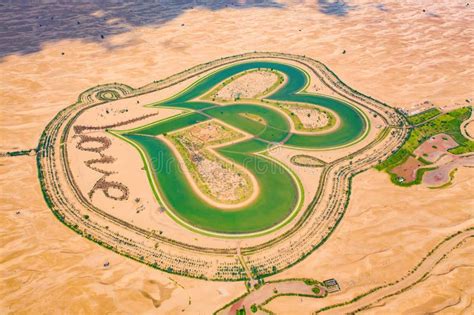 Aerial Top View of Love Lake and Sand Desert, Heart Shaped Lakes in Al ...