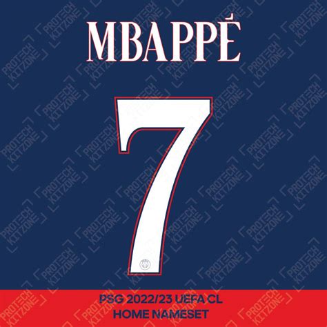 Mbappé 7 (Official PSG 2022/23 Home UEFA CL Name and Nu ...