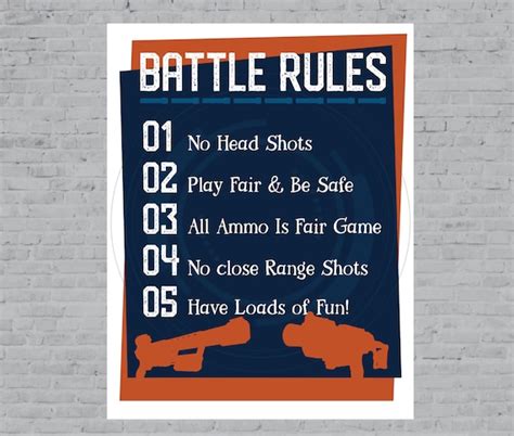 Nerf Battle Rules Sign Nerf Birthday Party Nerf Party | Etsy