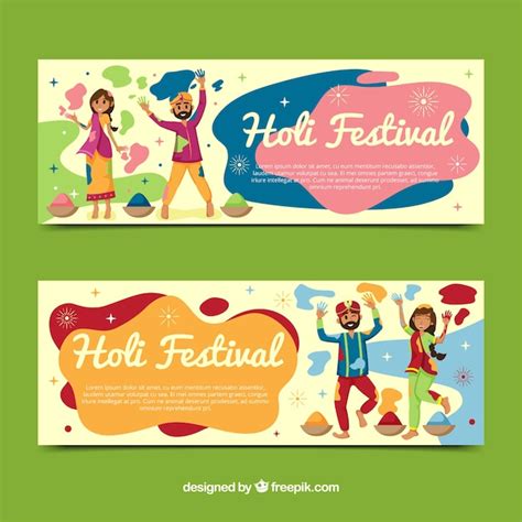 Free Vector | Holi festival banners