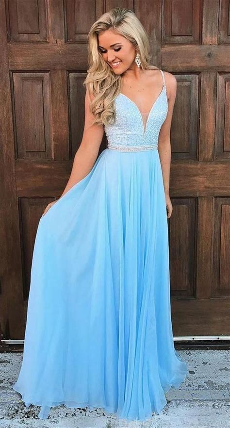 Sky Blue Prom Dress Beaded Bodice, Evening Dress ,Winter Formal Dress ...