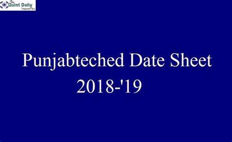 Punjabteched Date Sheet 2018-19 PSBTE Diploma 1st 3rd 5th Sem Timetable