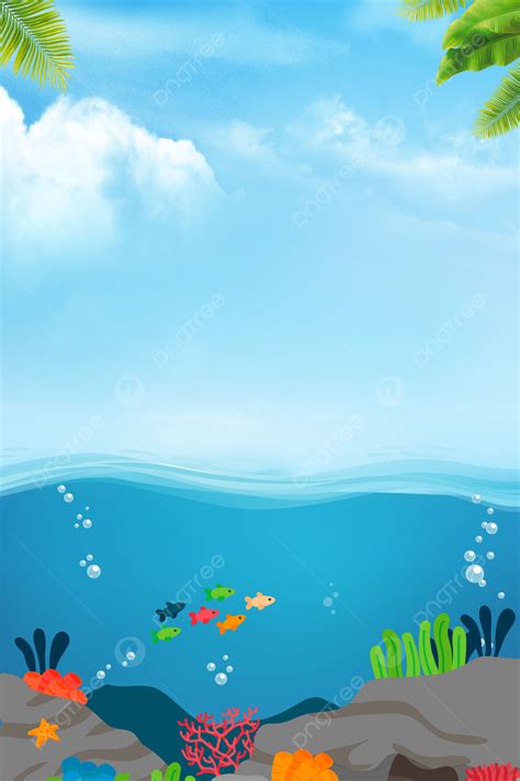 Background Vektor Biru Bahan Latar Belakang Dunia Bawah Laut Kartun, Hd ...