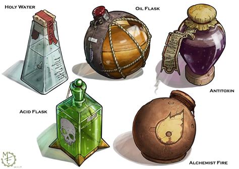 Adventuring Gear: Flasks, vials and jars., Michael Fitzhywel on ArtStation at http… | Dungeons ...