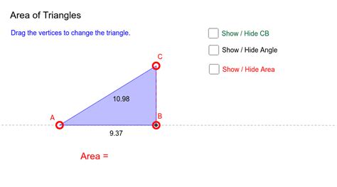 Area of a triangle using trigonometry – GeoGebra