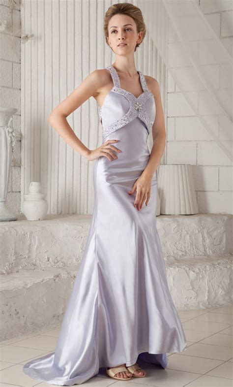 Silver Straps Beaded Sheath Skirt Prom Dresses For Cheap