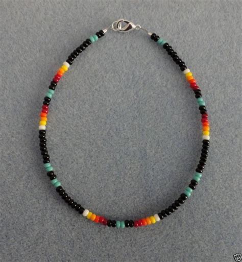 Turquoise Black Beaded Anklet, Ankle Bracelet Native American Made #beadedjewelry ...