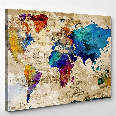 Colorful World Map World Map Canvas Art Wall Decor 3 5 Piece | Etsy