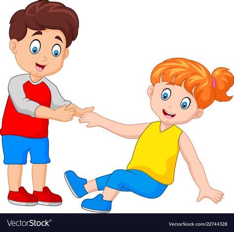 Boy helping a girl stand up vector image on | Hành vi, Ý tưởng lớp học ...