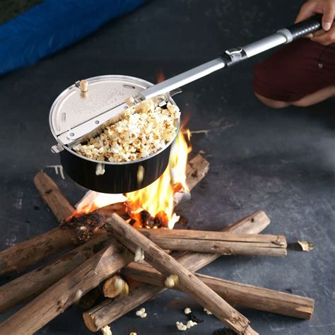 Camping Popcorn Popper Maker Cooker Outdoor Fire Pit Place Grill Metal ...