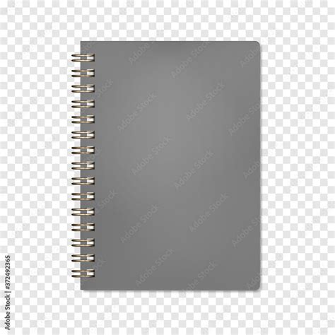 Wire bound closed notebook on transparent background, realistic vector ...