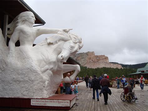 Crazy Horse statue in front. The actual carving (in progress) in the ...