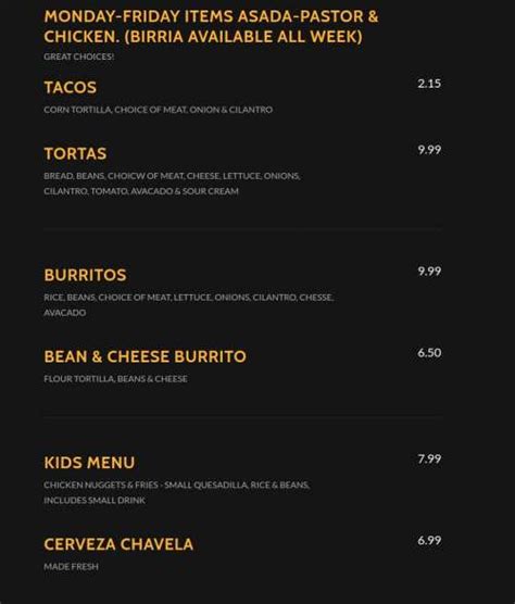 Taco Shop 760 menu in Indio, California, USA