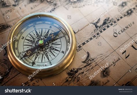 Old compass on vintage map. Retro style | Compass, Vintage map, Free vintage printables