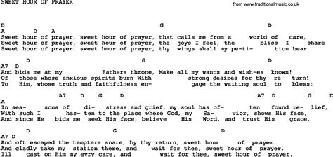 Gospel Song: Sweet Hour Of Prayer-Trad, lyrics and chords.