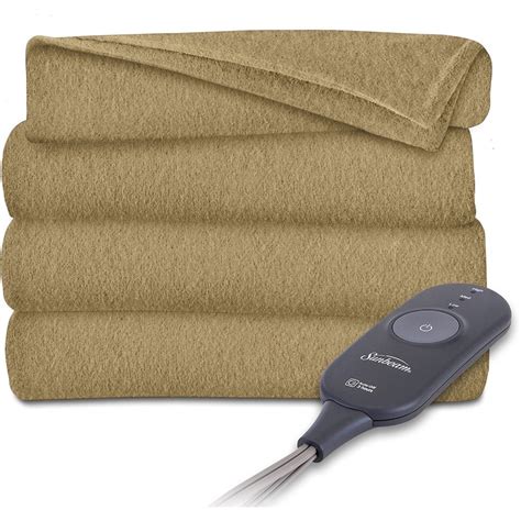 Sunbeam Electric Heated Electric Fleece Throw Blanket with 3 Heat Settings, Tan - Walmart.com ...