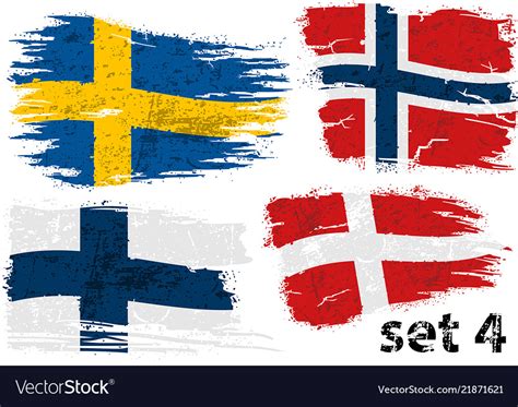 Torn flag sweden norway finland and denmark Vector Image