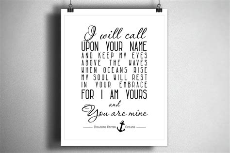 Oceans (Where Feet May Fail), Hillsong United // Song Lyric Poster // 8 ...