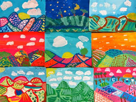 Cassie Stephens: In the Art Room: Fourth Grade Color-Mixing Landscapes