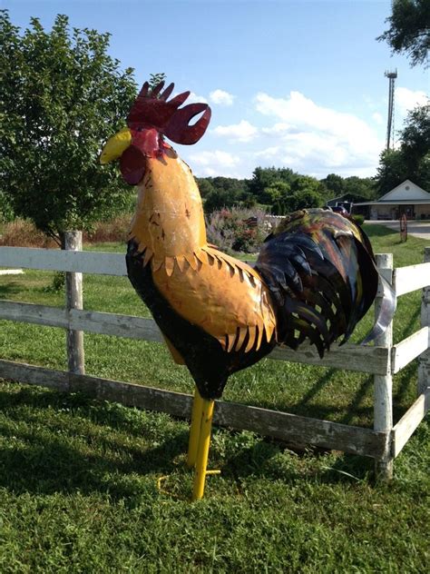 Over 6' TALL Recycled Metal Rooster Tin Chicken Lawn Decor Yard ...