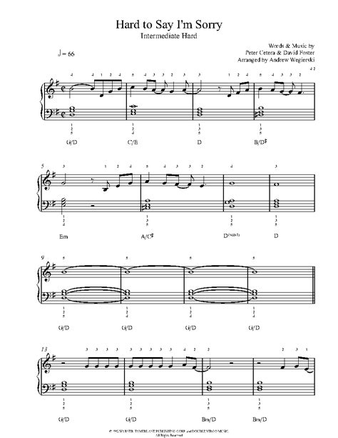 Hard To Say I'm Sorry by Chicago Sheet Music & Lesson | Intermediate Level