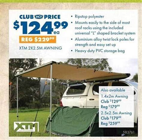 Xtm 2x2.5m awning offer at BCF