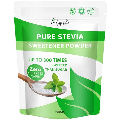 Pure Stevia Powder Extract Sweetener - Zero Calorie Sugar Free Substitute Alternatives - No ...