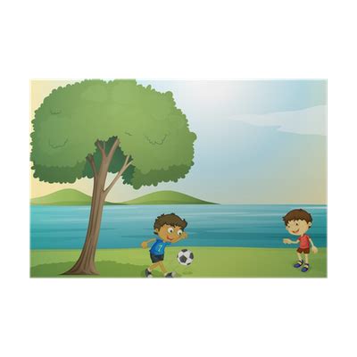 Poster kids playing football - PIXERS.UK