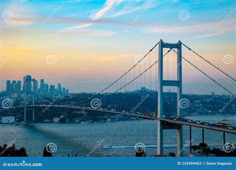 Istanbul View. Bosphorus Bridge at Sunset from Nakkastepe Stock Photo ...