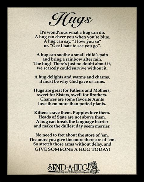 Hugs Poem - The Serious Teddy Bear Company